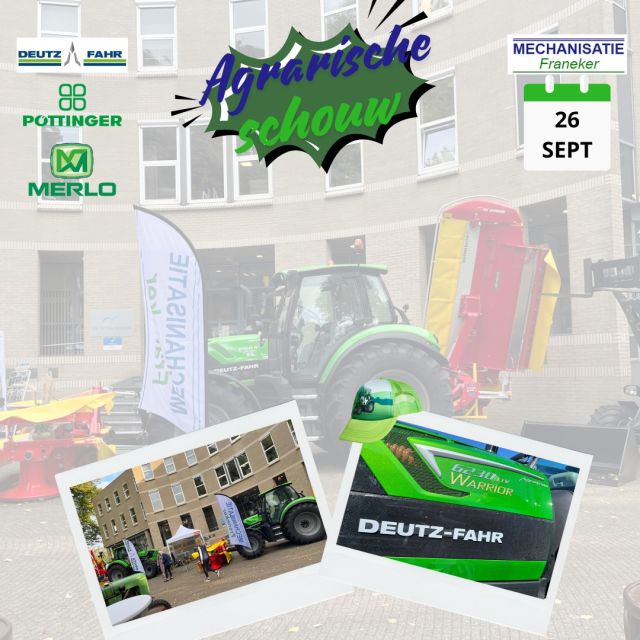 Vandaag is het alweer zover, dan staan we met een stand op de Agrarische Schouw! Wij zijn er voor al uw vragen en wensen rondom landbouwmechanisatie. Tot dan! 💚
#mechanisatiefraneker #mechanisatie #franeker #mechanisatiebedrijf #werktuigen #landbouwmechanisatie #landbouw #akkerbouw #hooibouw #beursstand #deutzfahr #pottinger #merlo #agrarischeshouw #joure